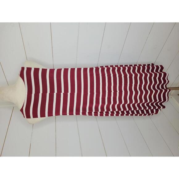 Old Navy large burgundy red & white stripe a-line dress - Picture 2 of 4